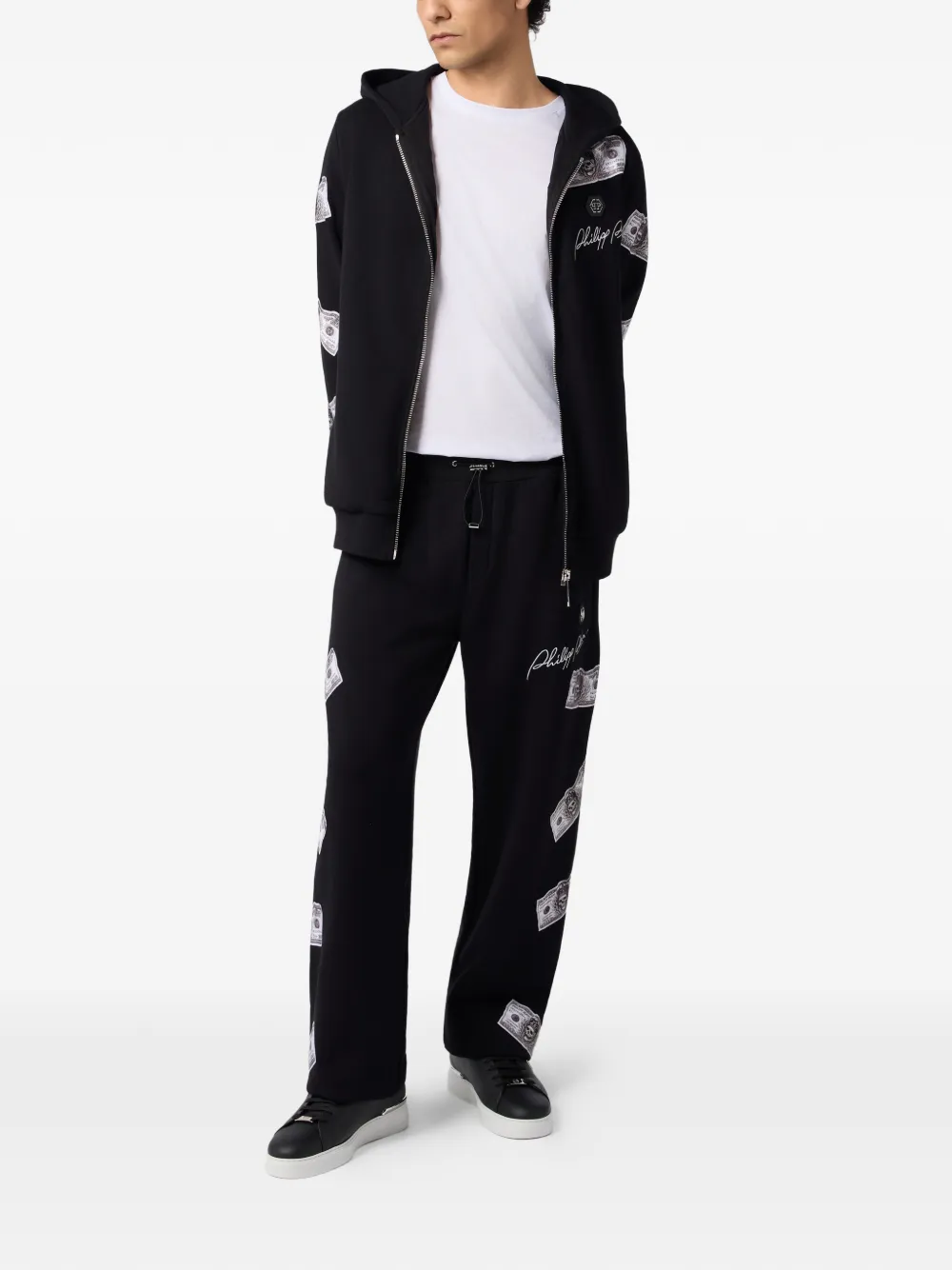 Philipp Plein Dollar hoodie verfraaid met kristallen Zwart