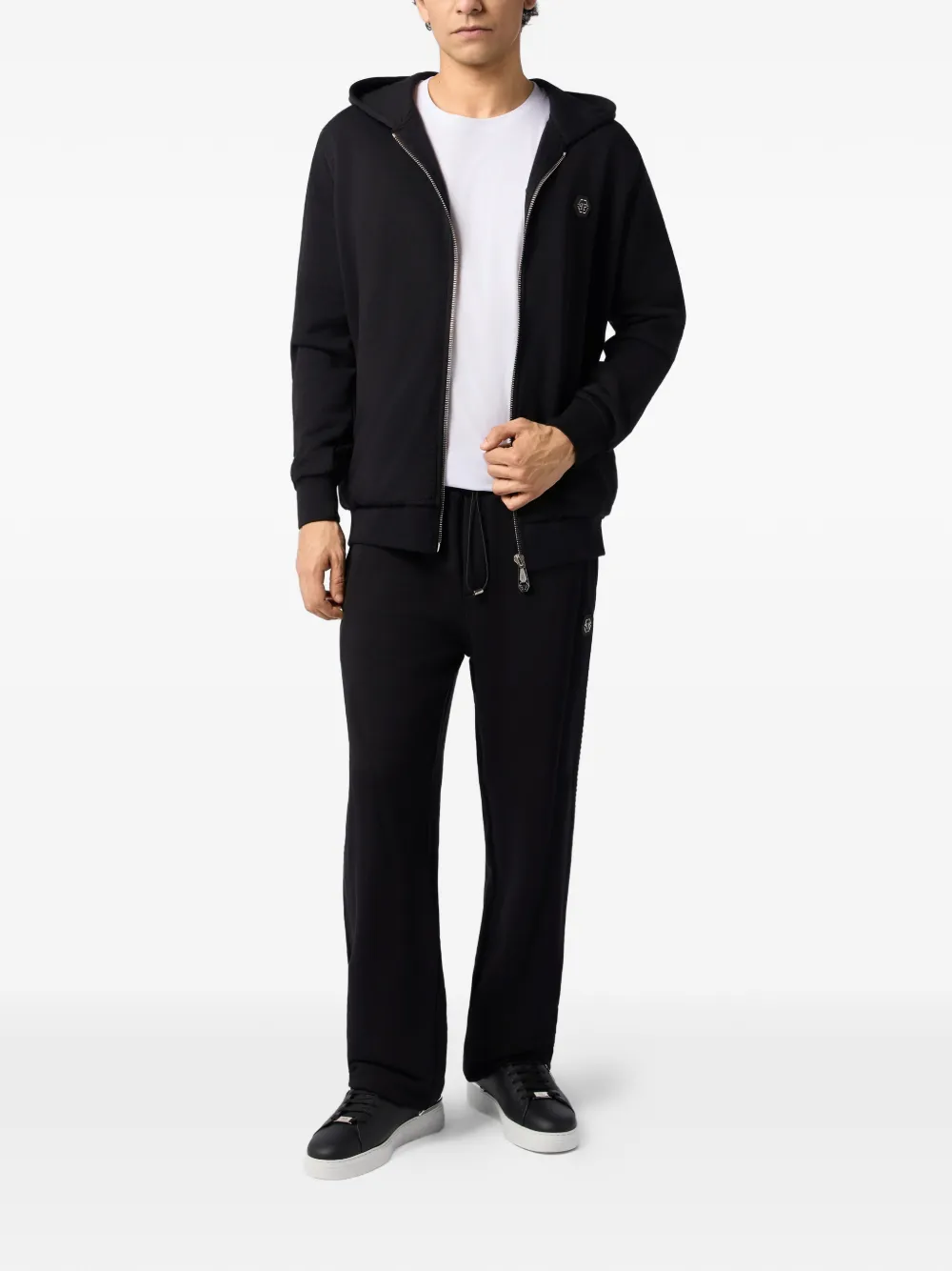 Philipp Plein Hoodie met logoplakkaat Zwart