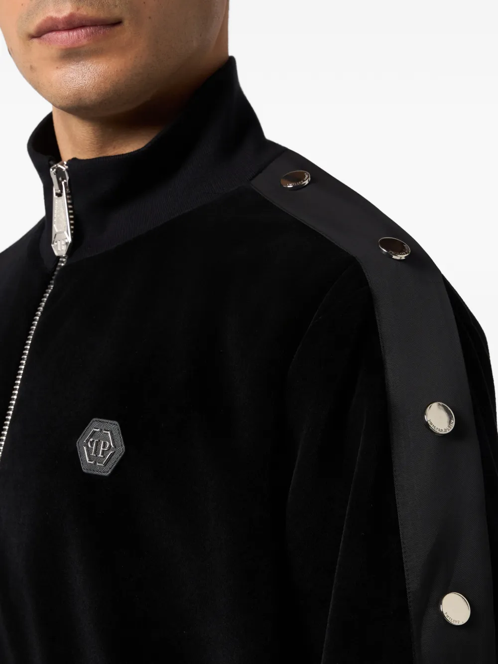 Philipp Plein Chenille trainingsjack verfraaid met knopen Zwart
