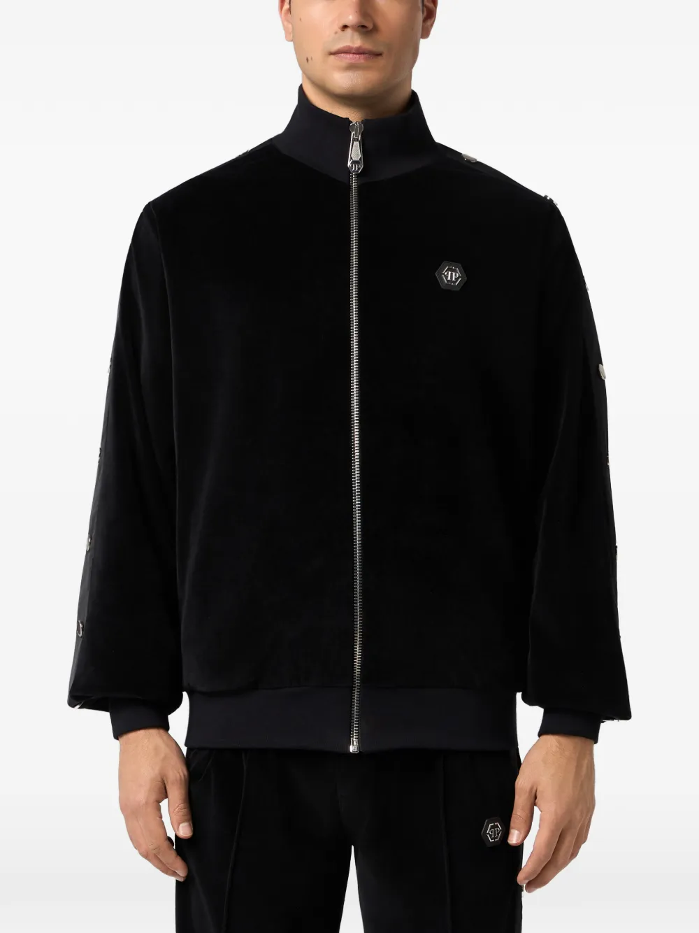 Philipp Plein Chenille trainingsjack verfraaid met knopen Zwart