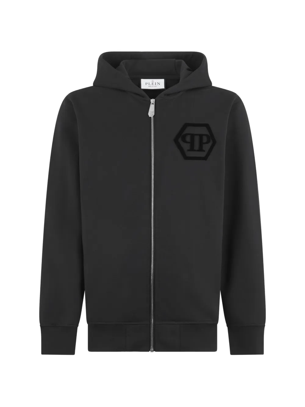 Philipp Plein logo-patch zip hoodie - Black