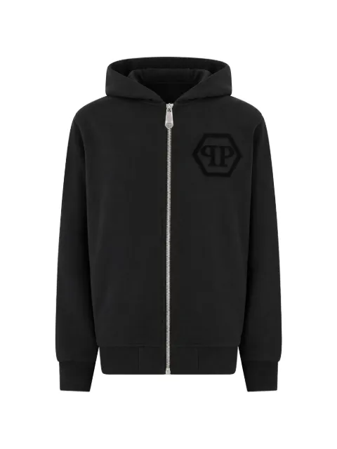 Philipp Plein hoodie con cierre y parche del logo