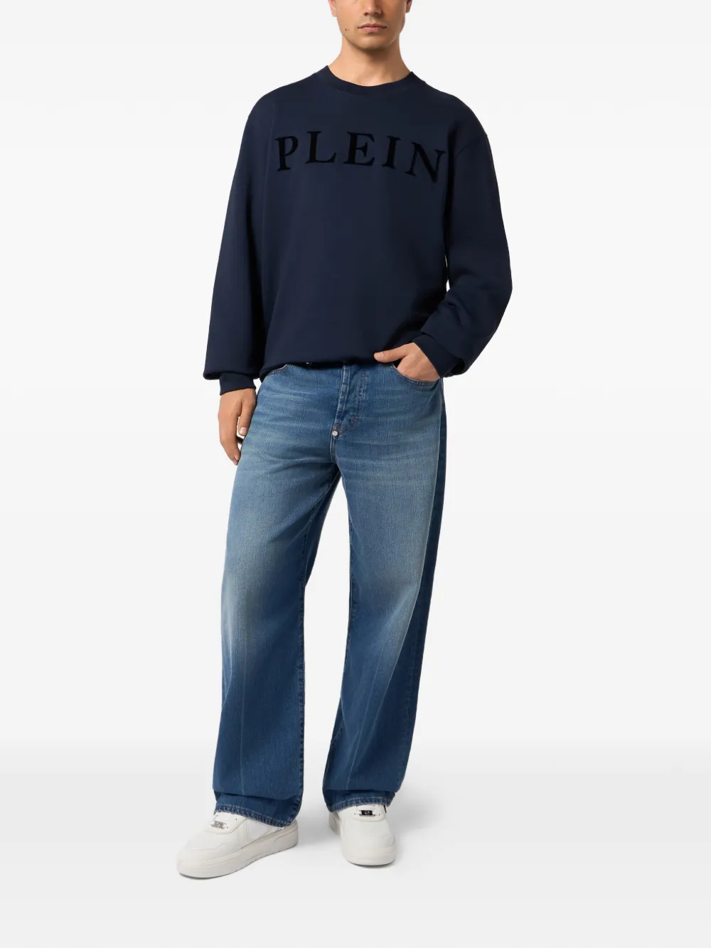 Philipp Plein Sweater met logopatch Blauw