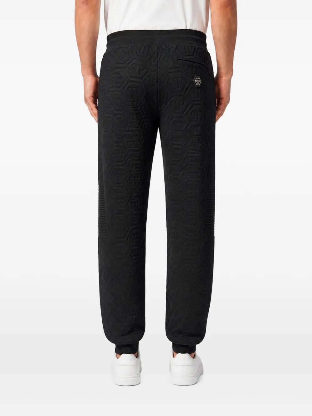 Philipp Plein Gewatteerd biker joggingbroek met monogram Zwart