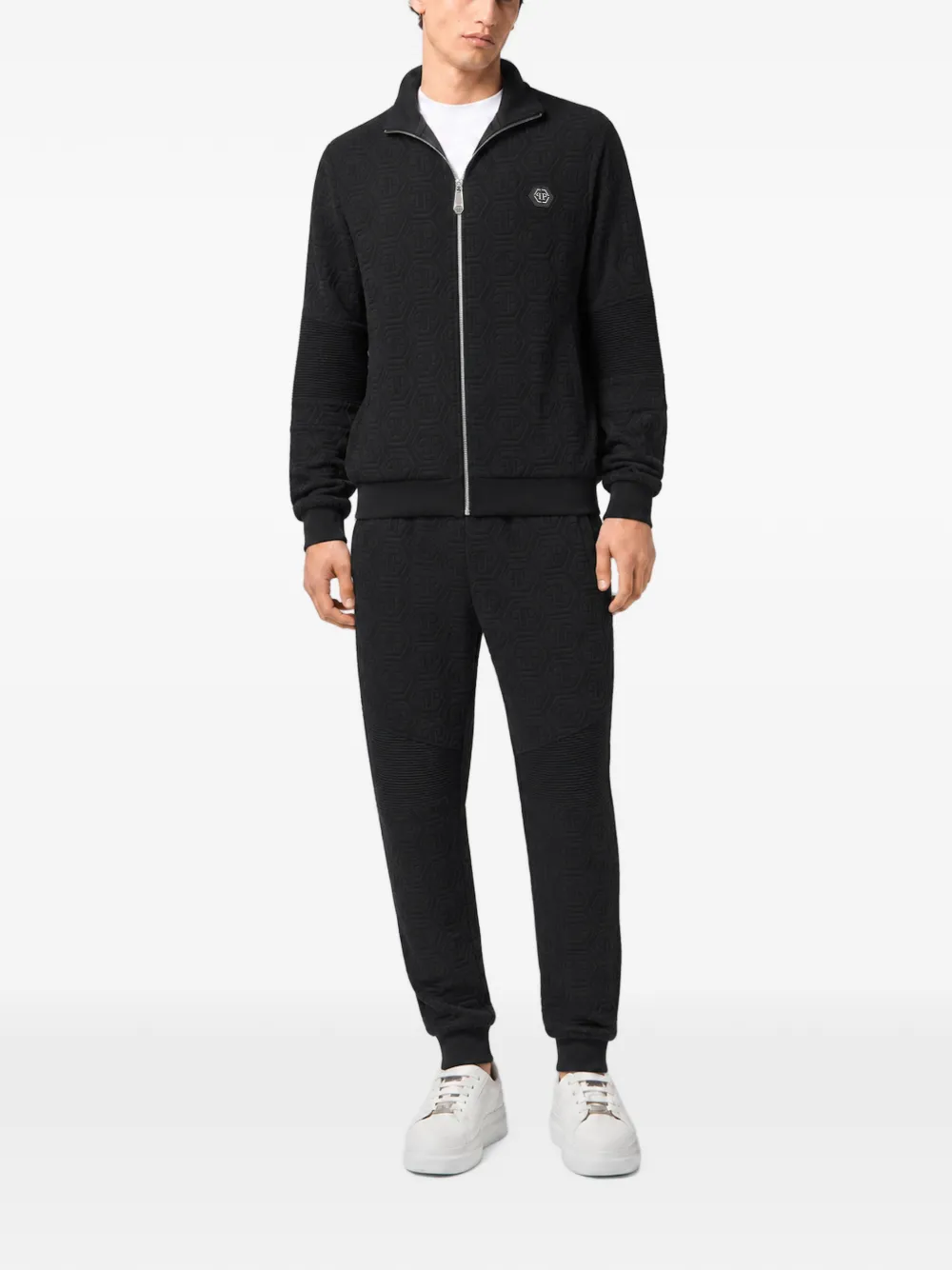 Philipp Plein Gewatteerd biker joggingbroek met monogram Zwart