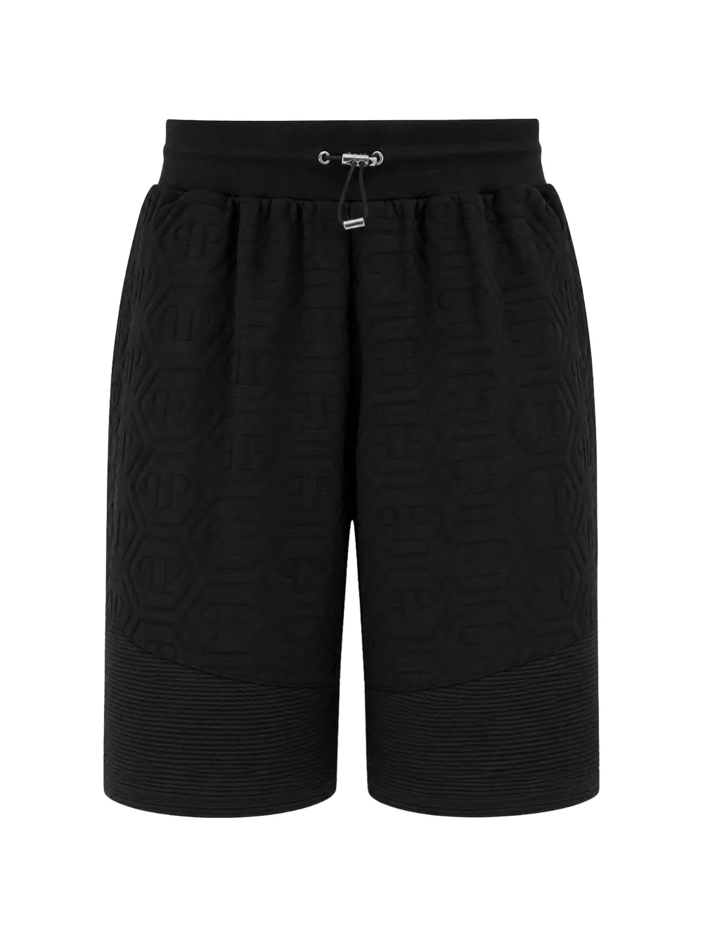 Philipp Plein Gewatteerde biker shorts met monogram Zwart