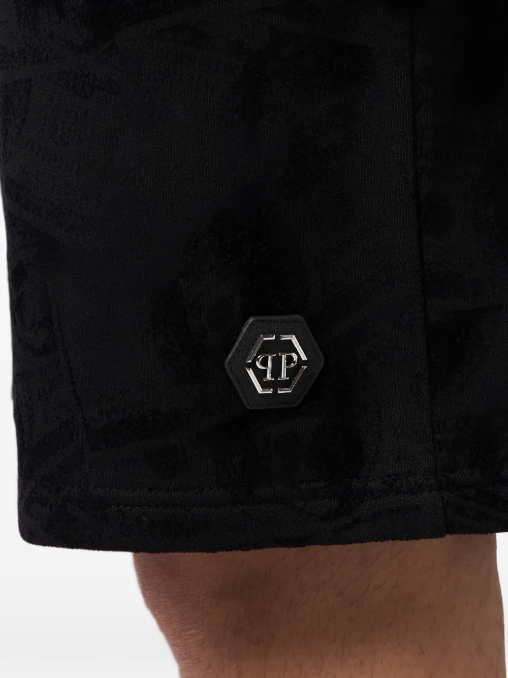 Philipp Plein Fleece shorts met doodskop Zwart
