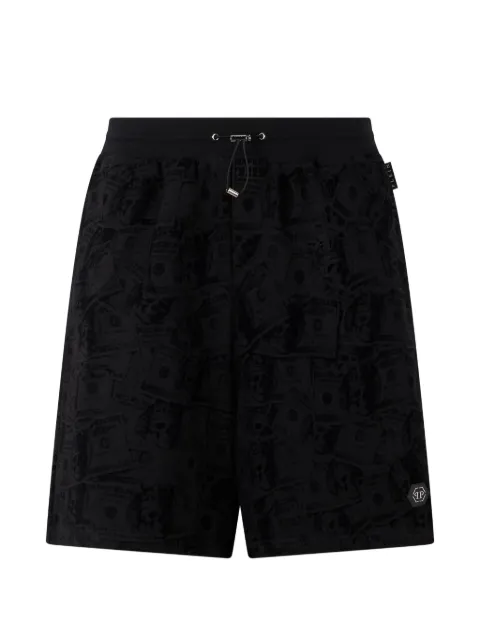 Philipp Plein dollar-skull fleece shorts