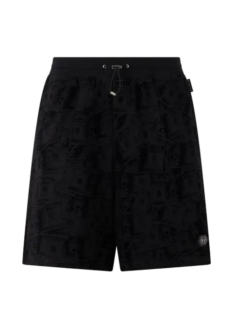 Philipp Plein shorts con motivo de Dollar y Skull