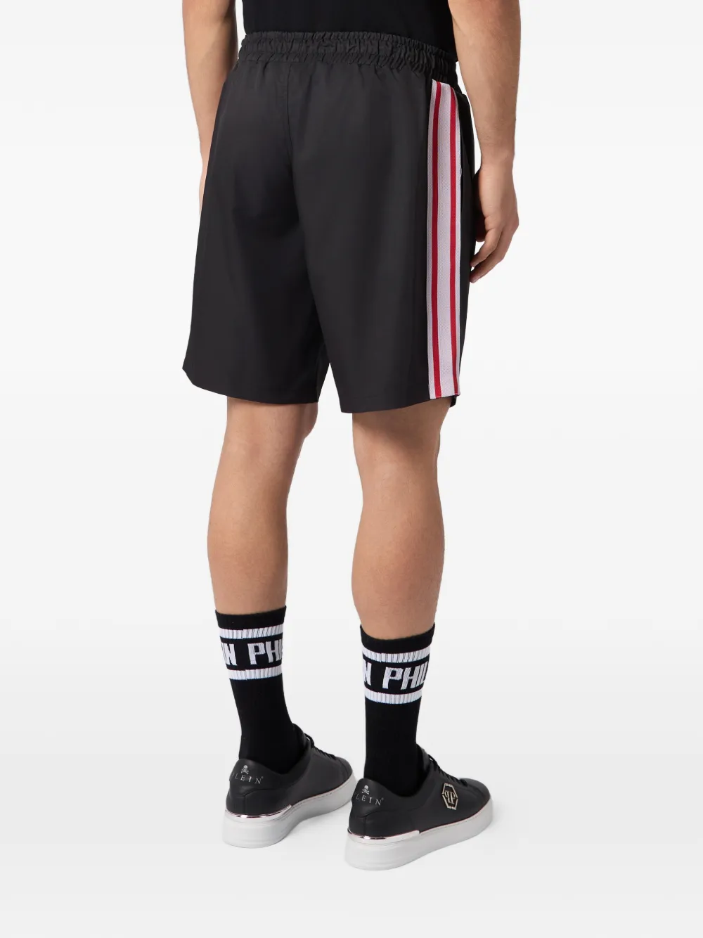 Philipp Plein Shorts met logostreep en trekkoord Zwart