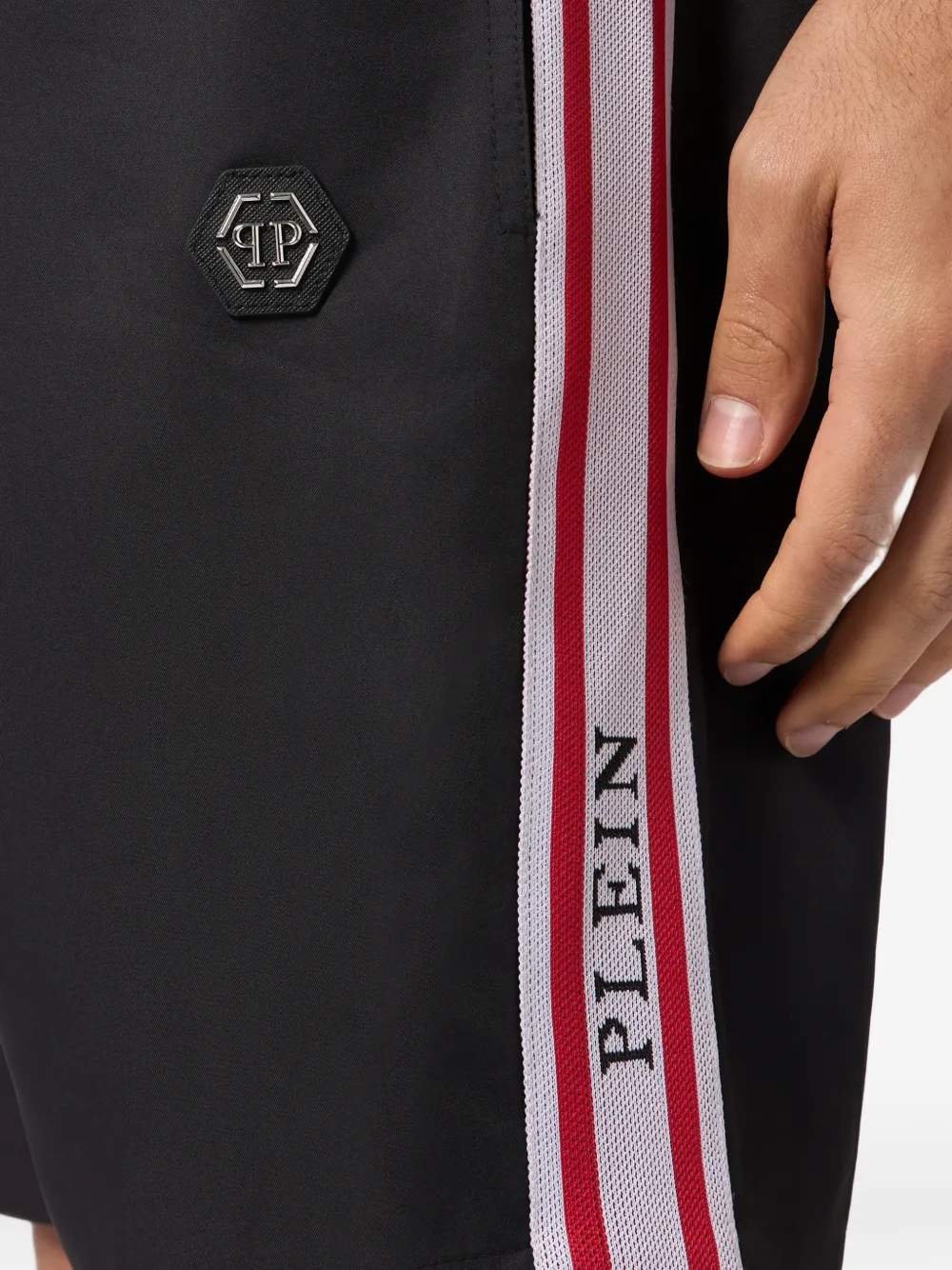 Philipp Plein Shorts met logostreep en trekkoord Zwart