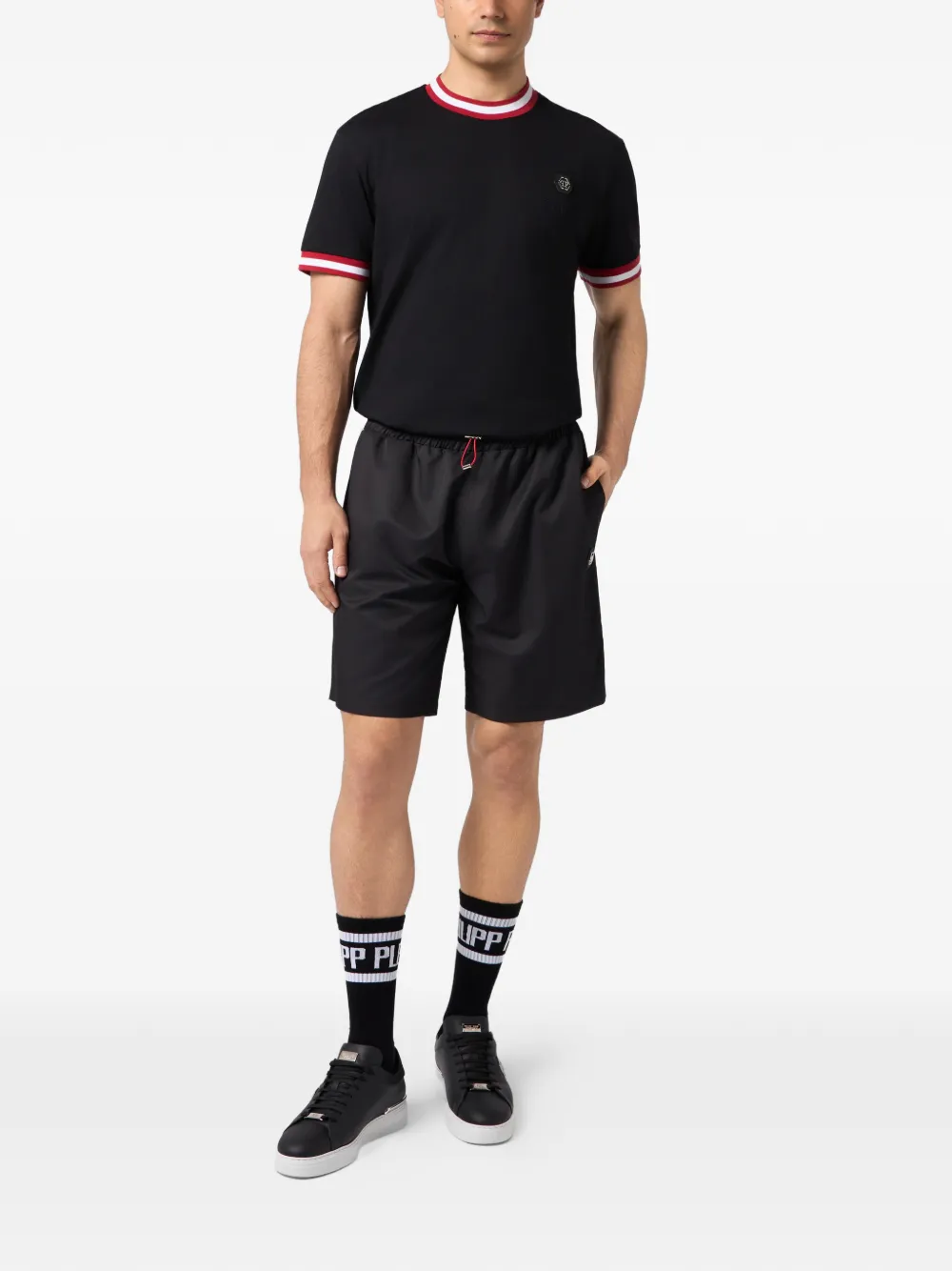Philipp Plein Shorts met logostreep en trekkoord Zwart