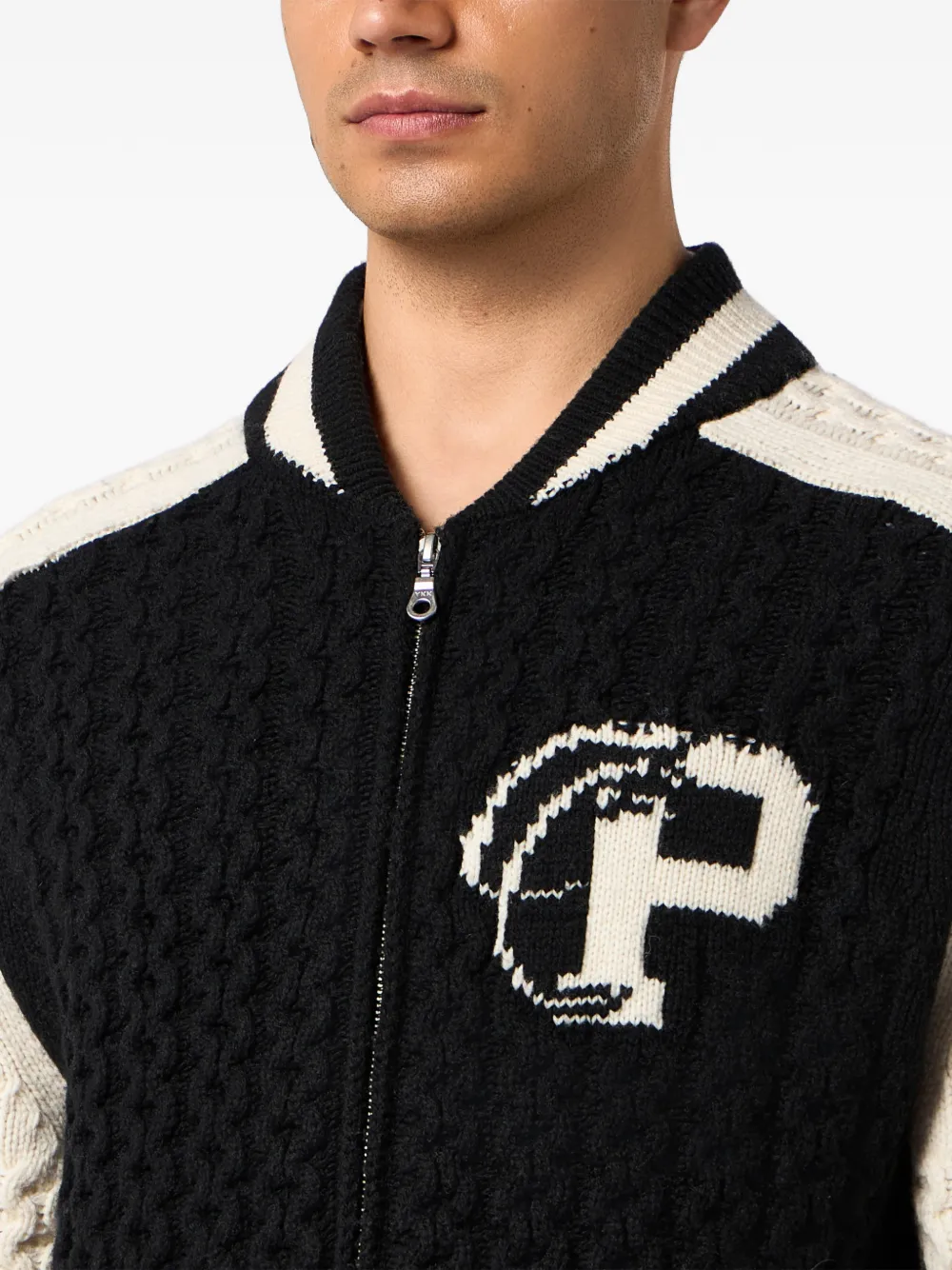 Philipp Plein Star gebreid bomberjack Zwart