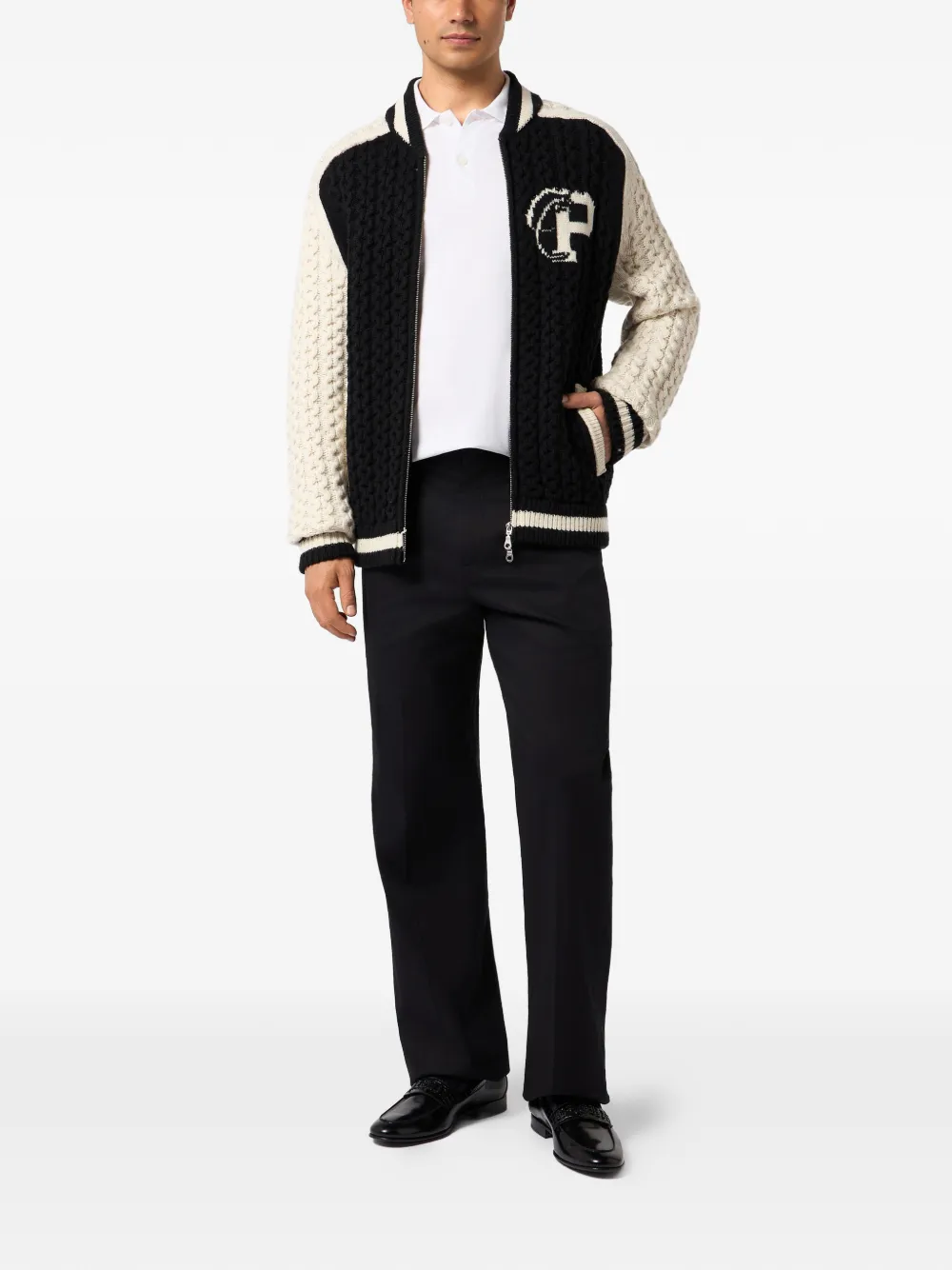 Philipp Plein Star gebreid bomberjack Zwart