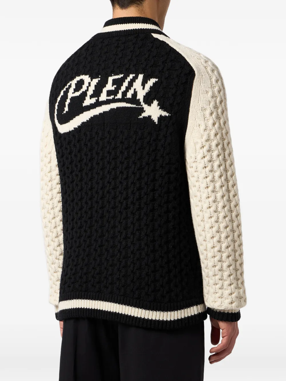Philipp Plein Star gebreid bomberjack Zwart