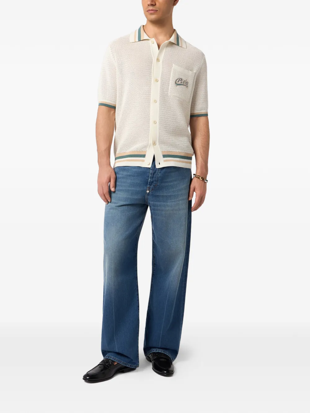 Philipp Plein Overhemd met logopatch en korte mouwen Beige
