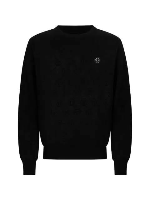 Philipp Plein merino wool round neck sweater monogram