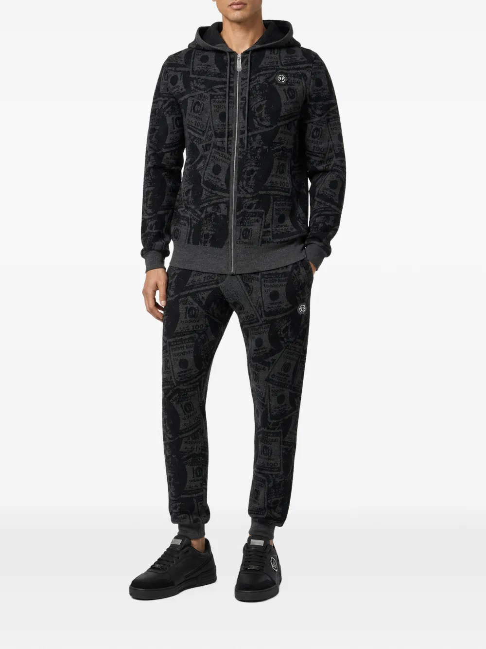 Philipp Plein Gebreide joggingbroek met dollar-print Zwart