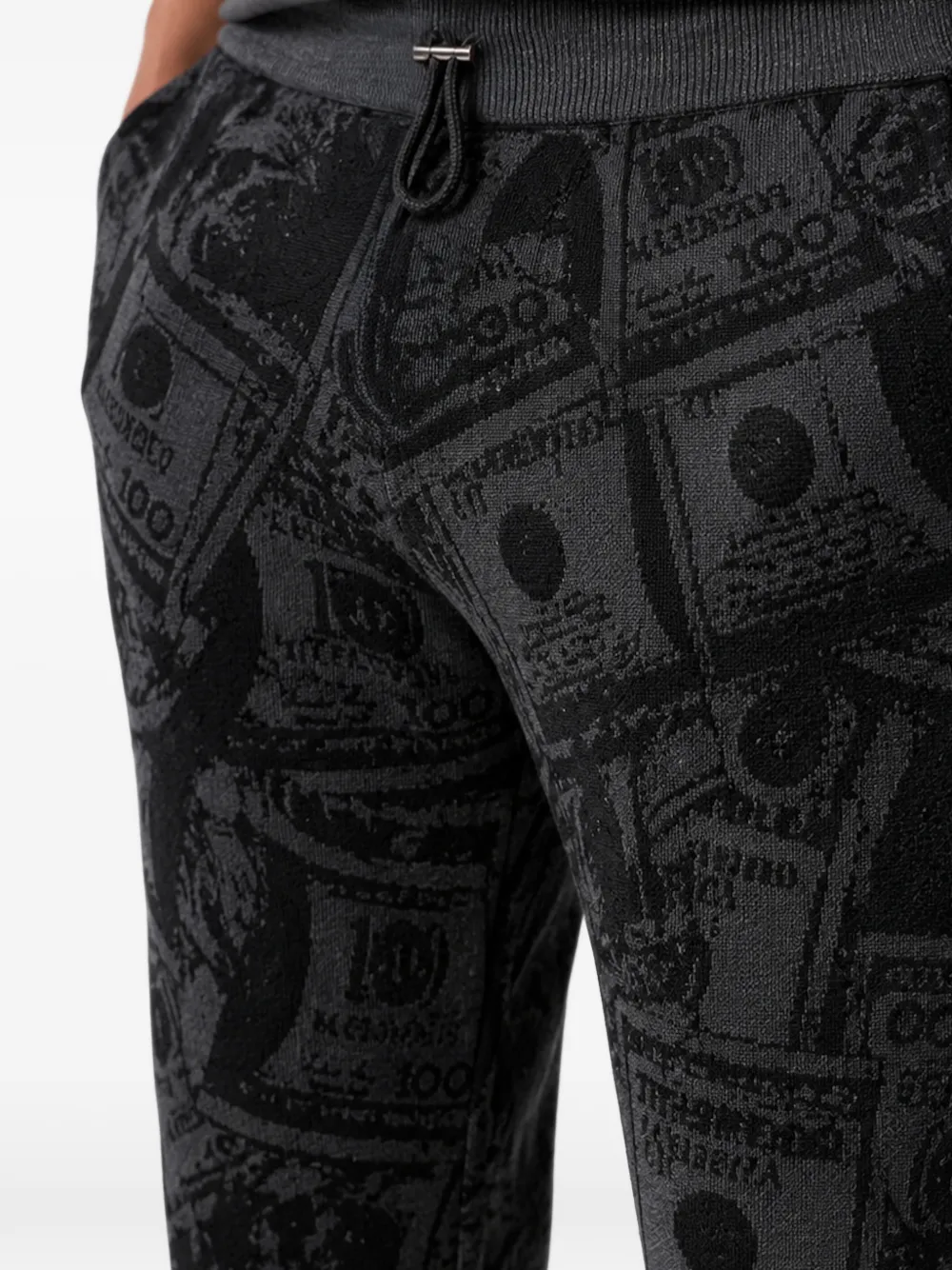 Philipp Plein Gebreide joggingbroek met dollar-print Zwart