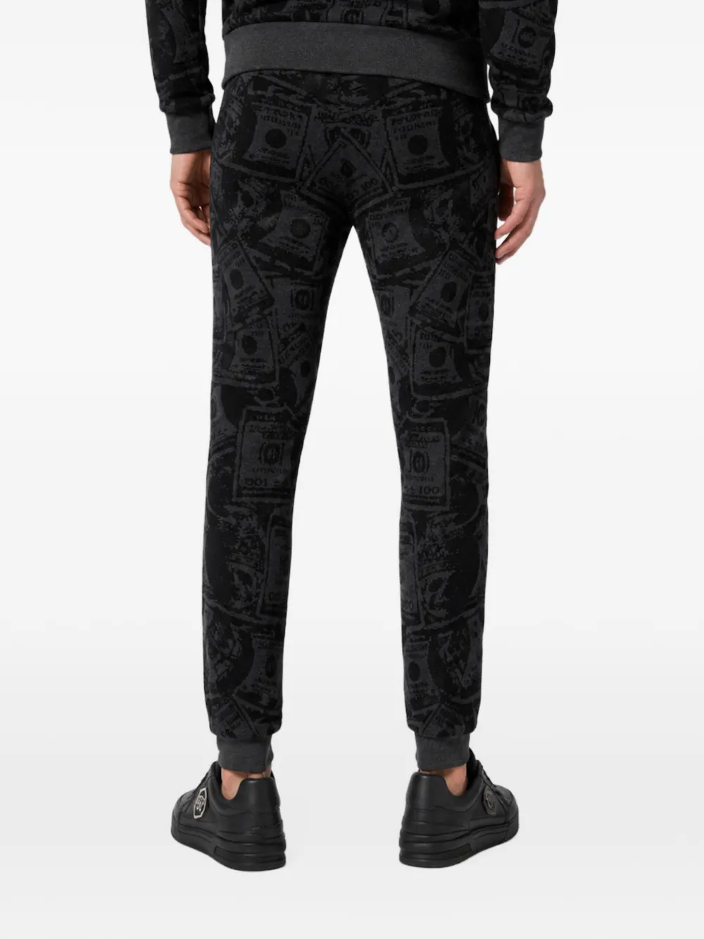 Philipp Plein Gebreide joggingbroek met dollar-print Zwart
