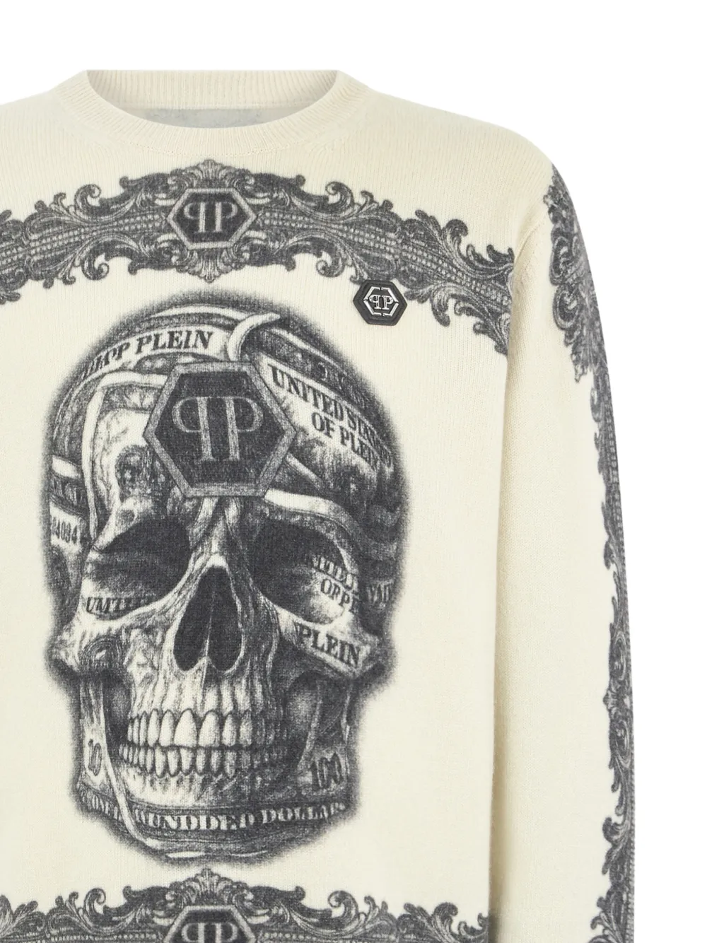 Philipp Plein Trui met doodskop en lange mouwen Beige