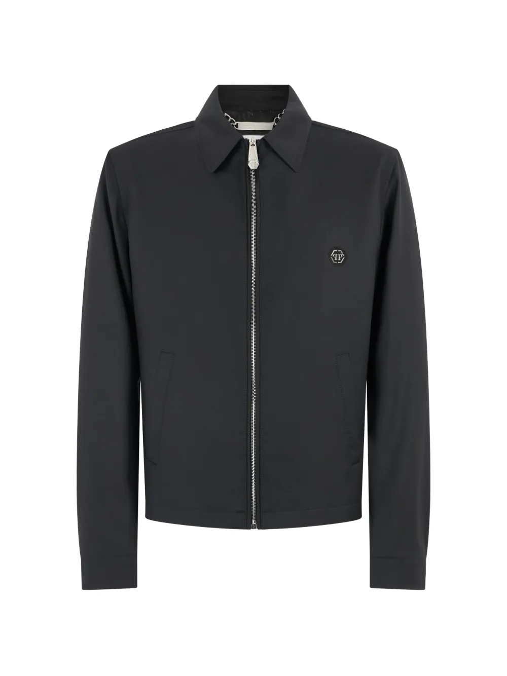 Philipp Plein logo-plaque zip-up jacket - Black