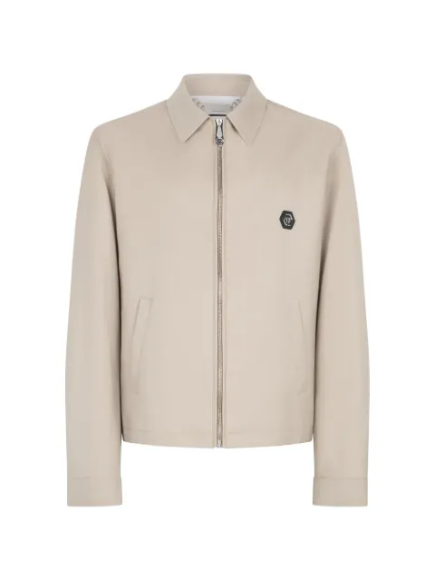 Philipp Plein logo-plaque zip-up overshirt