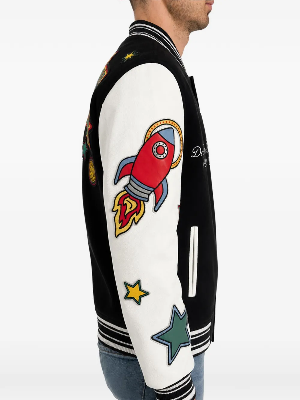Philipp Plein College bomberjack met patch Zwart