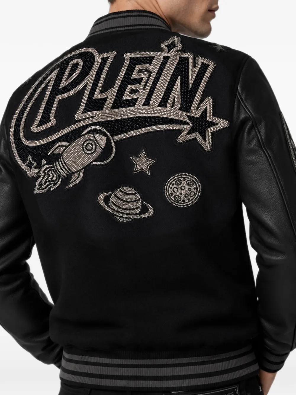 Philipp Plein Space verfraaid bomberjack Zwart
