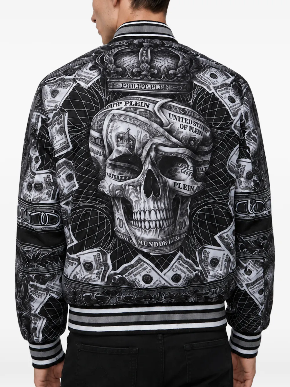 Philipp Plein Bomberjack met doodskopprint Zwart