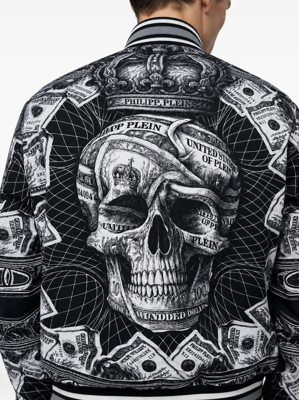 Philipp Plein Bomberjack met doodskopprint Zwart
