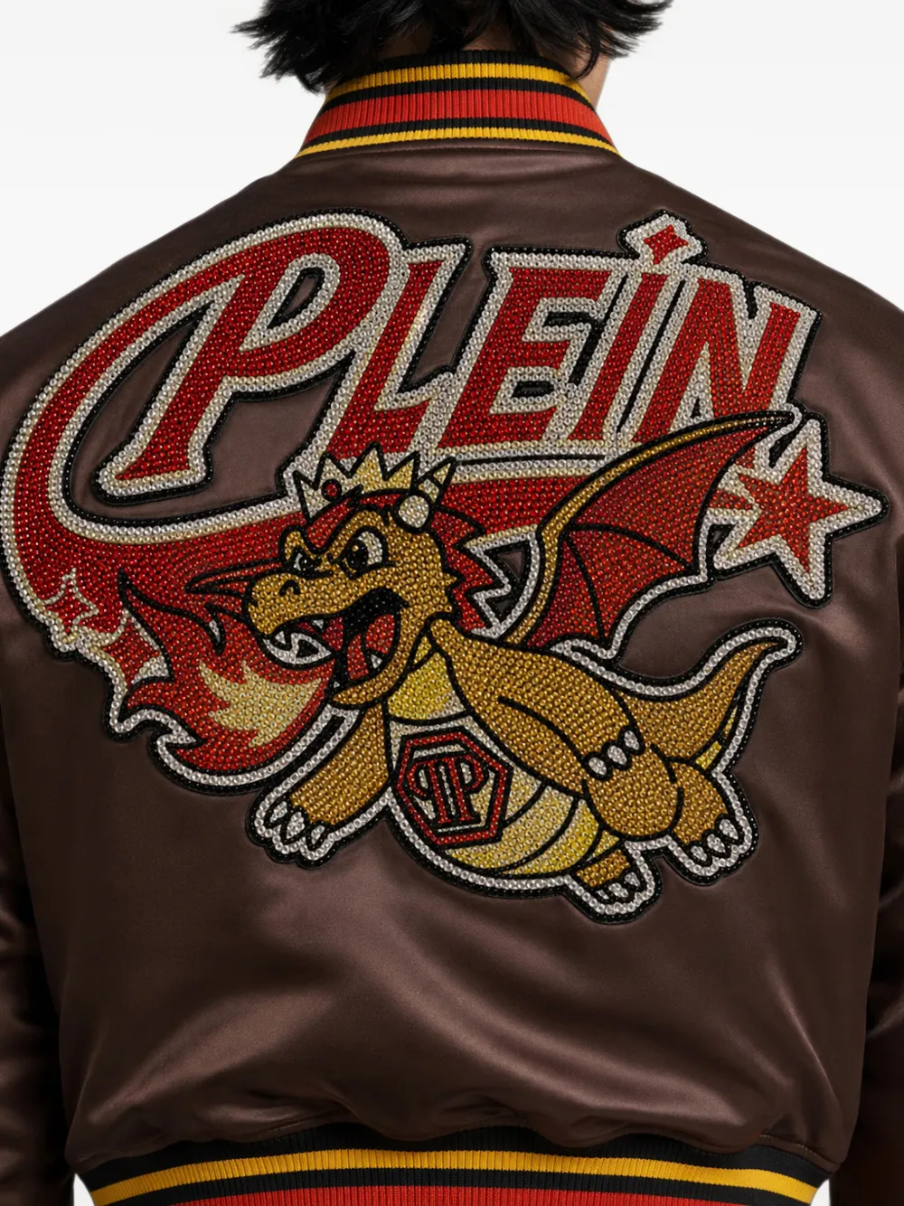 Philipp Plein Dragon Stones satijnen bomberjack Bruin