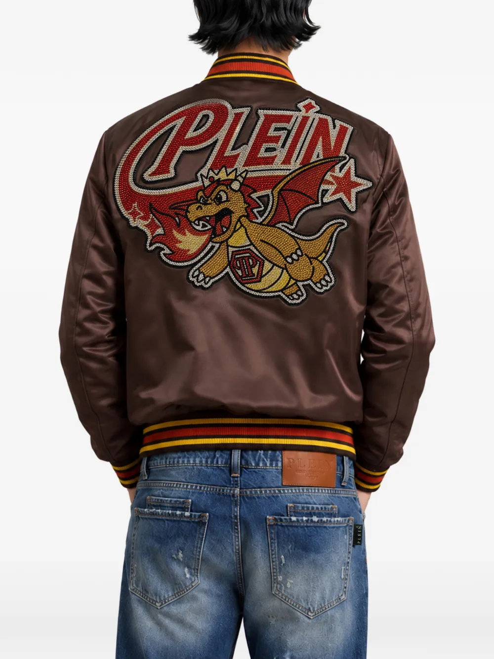 Philipp Plein Dragon Stones satijnen bomberjack Bruin