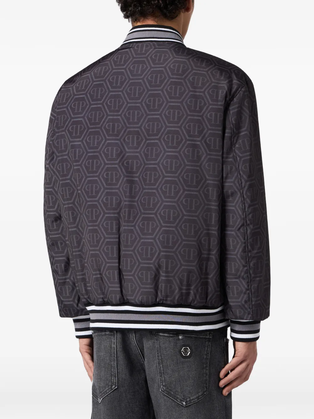 Philipp Plein Bomberjack met monogramprint Zwart