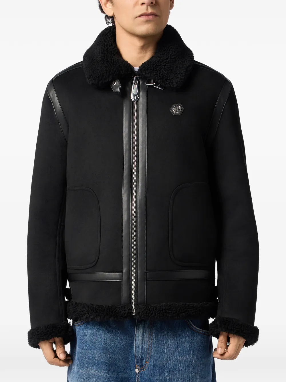 Philipp Plein Jack met imitatie lamswol Zwart