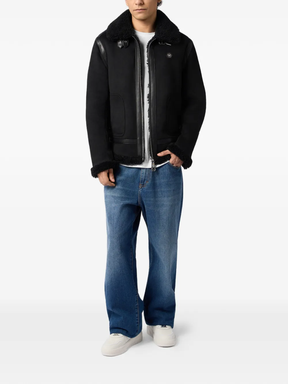 Philipp Plein Jack met imitatie lamswol Zwart