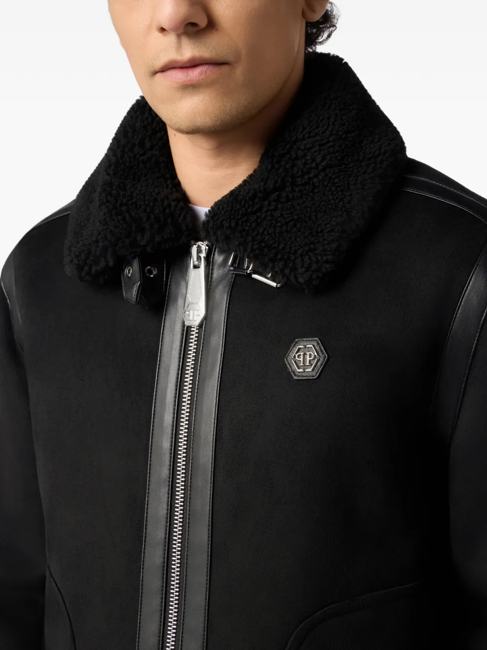 Philipp Plein Jack met imitatie lamswol Zwart