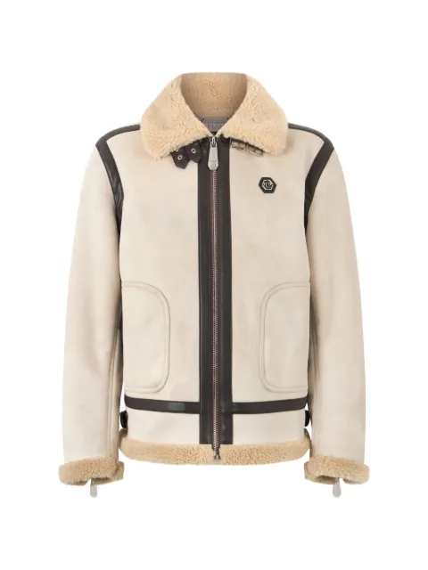 Philipp Plein faux-shearling-trim panelled jacket