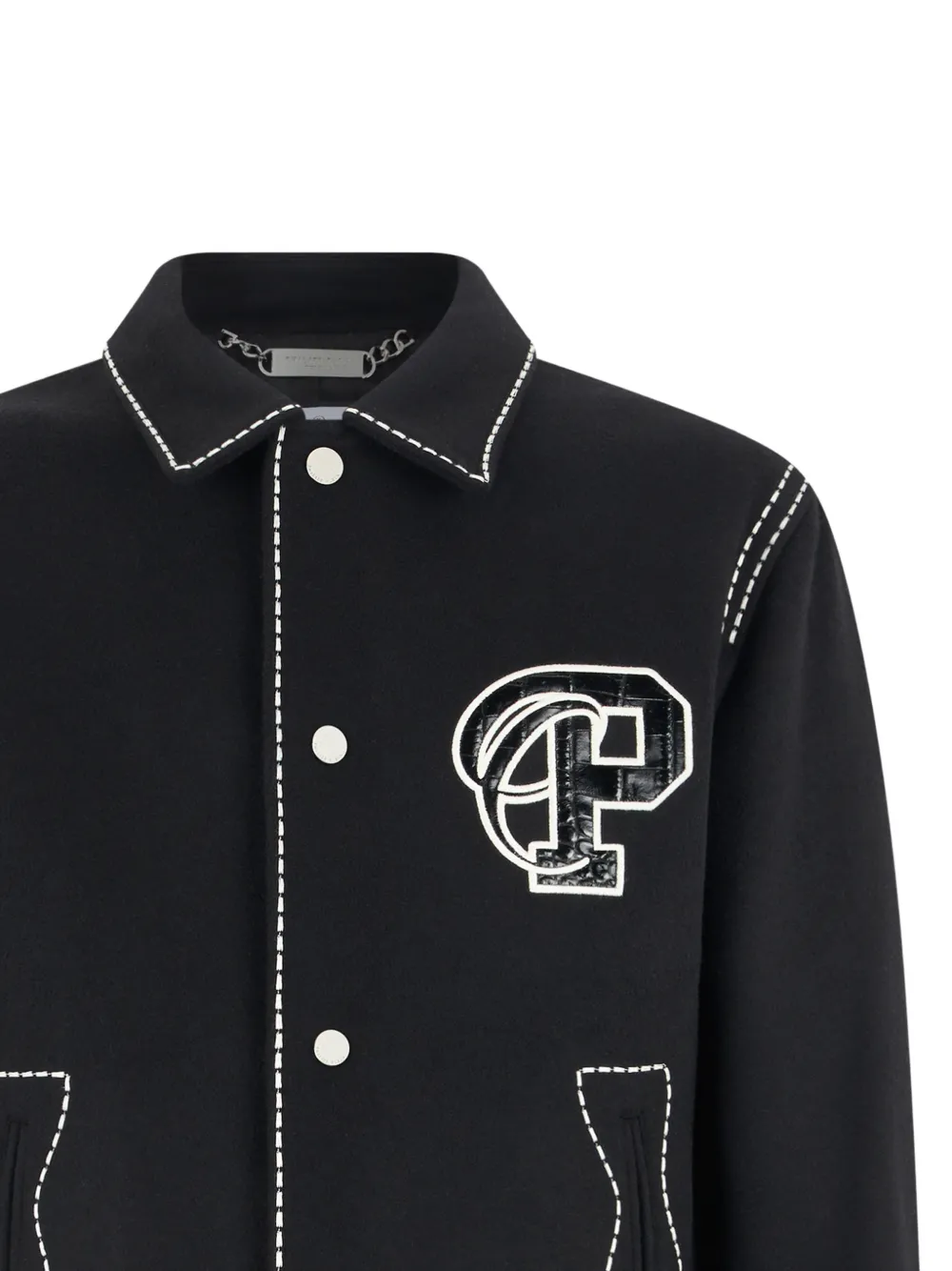 Philipp Plein Coster jack met contrasterend stiksel Zwart