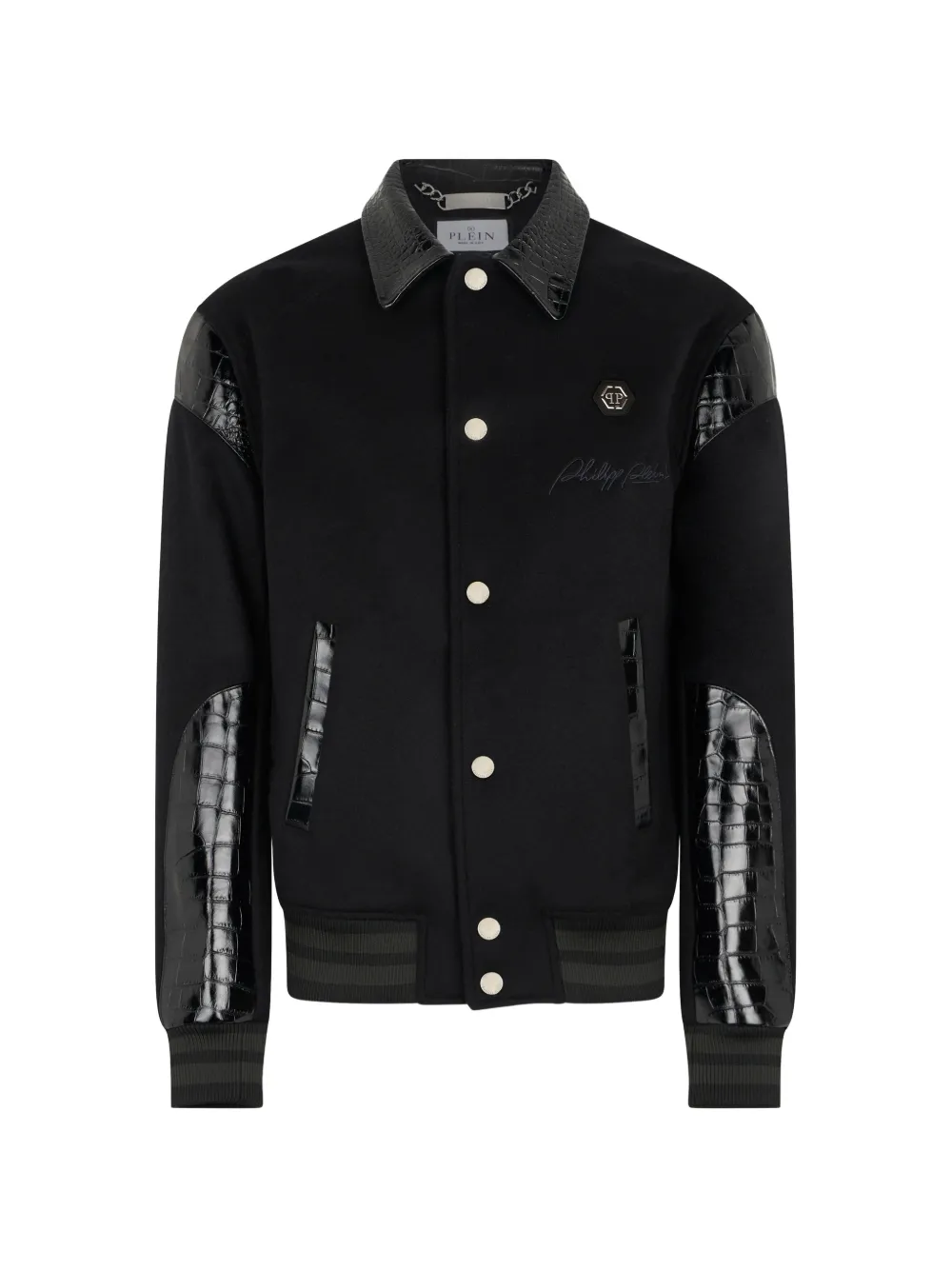 Philipp Plein Giacca Coster con effetto coccodrillo - Nero