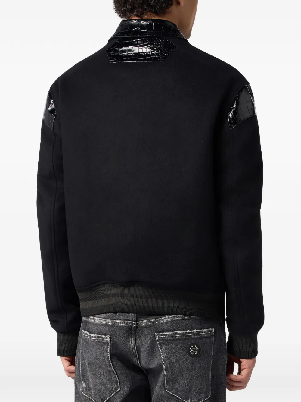 Philipp Plein Coster jack met krokodillen-reliëf Zwart