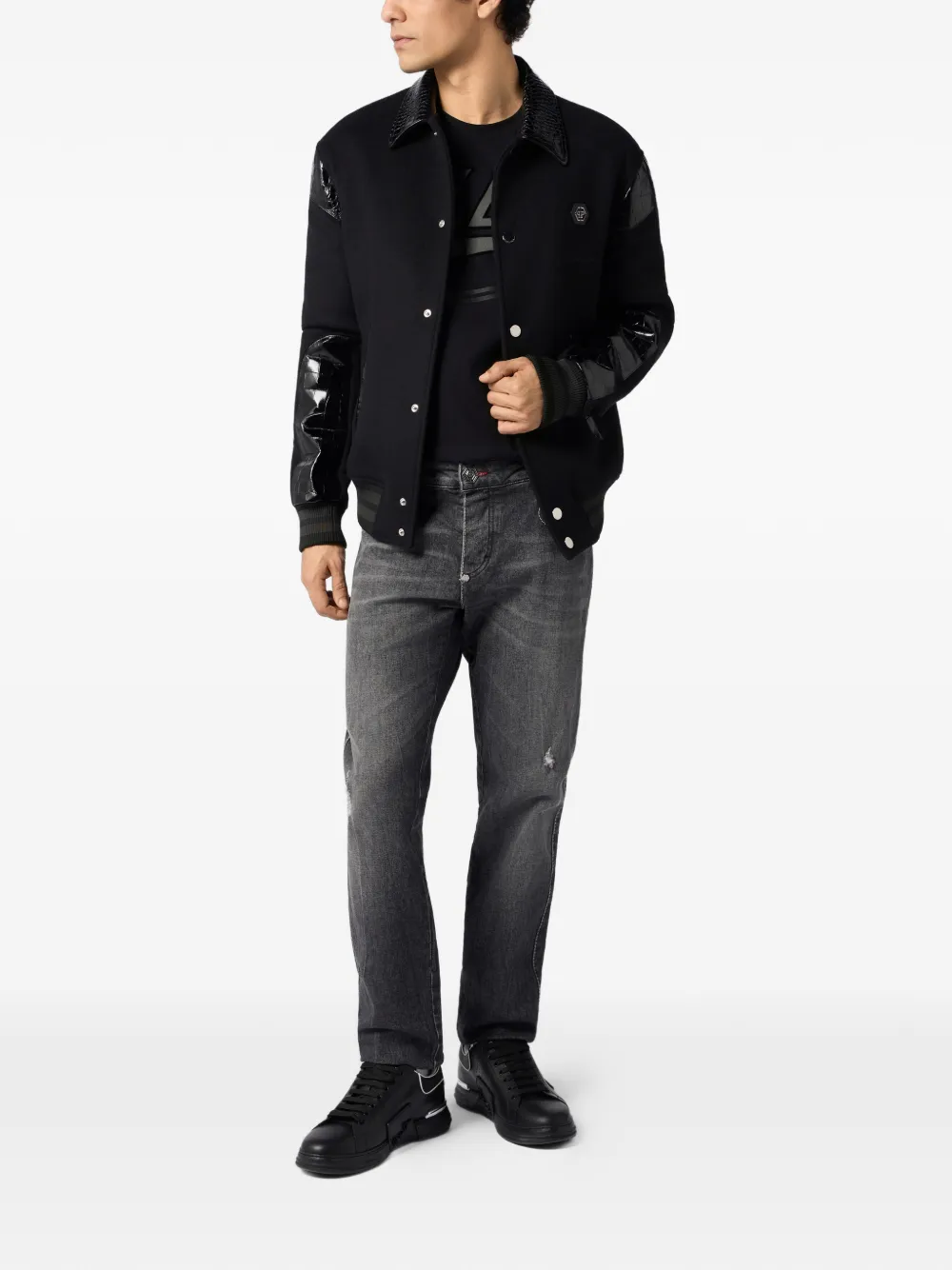 Philipp Plein Coster jack met krokodillen-reliëf Zwart