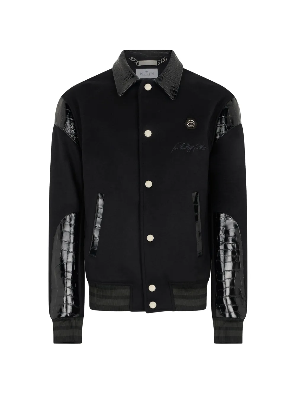 Philipp Plein Giacca Coster con effetto coccodrillo - Nero