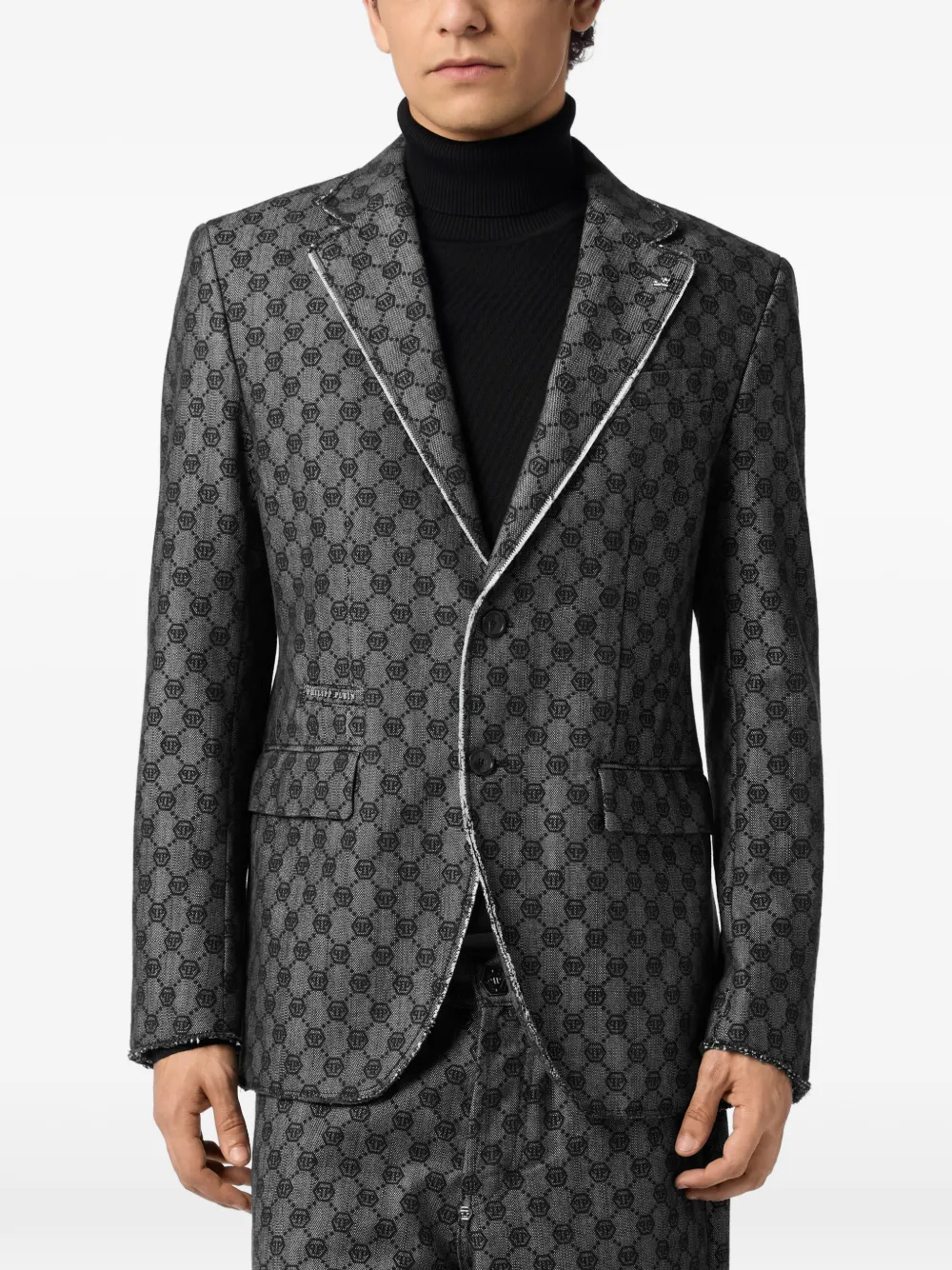 Philipp Plein Miami Vice blazer met monogram Zwart