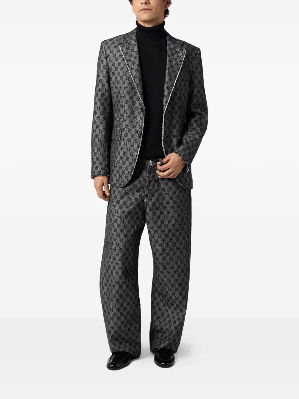 Philipp Plein Miami Vice blazer met monogram Zwart