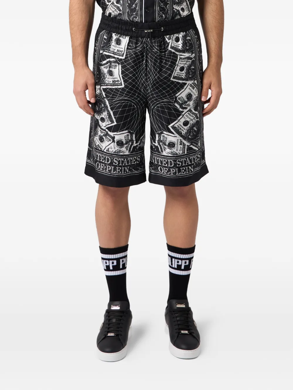 Philipp Plein Shorts met doodskopprint Zwart