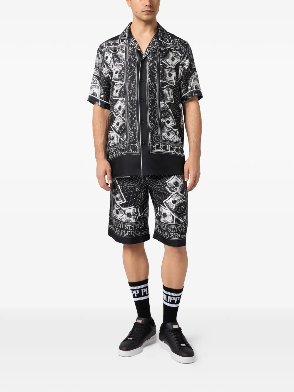 Philipp Plein Shorts met doodskopprint Zwart