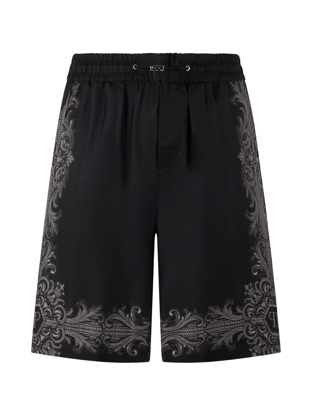 Philipp Plein Shorts con stampa barocca e coulisse - Nero