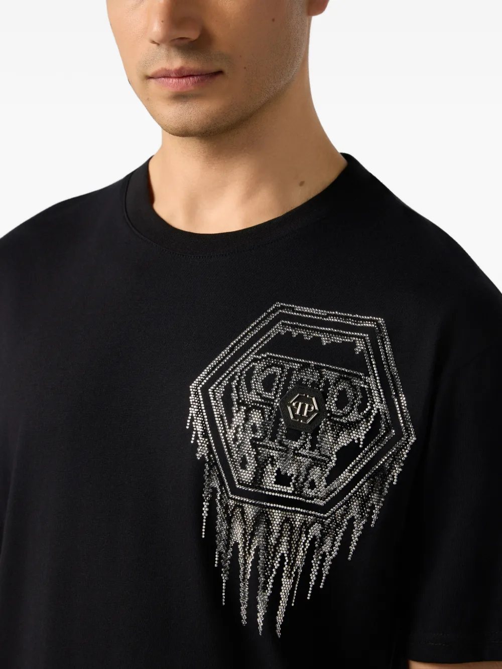 Philipp Plein Neon Space T-shirt verfraaid met kristallen Zwart