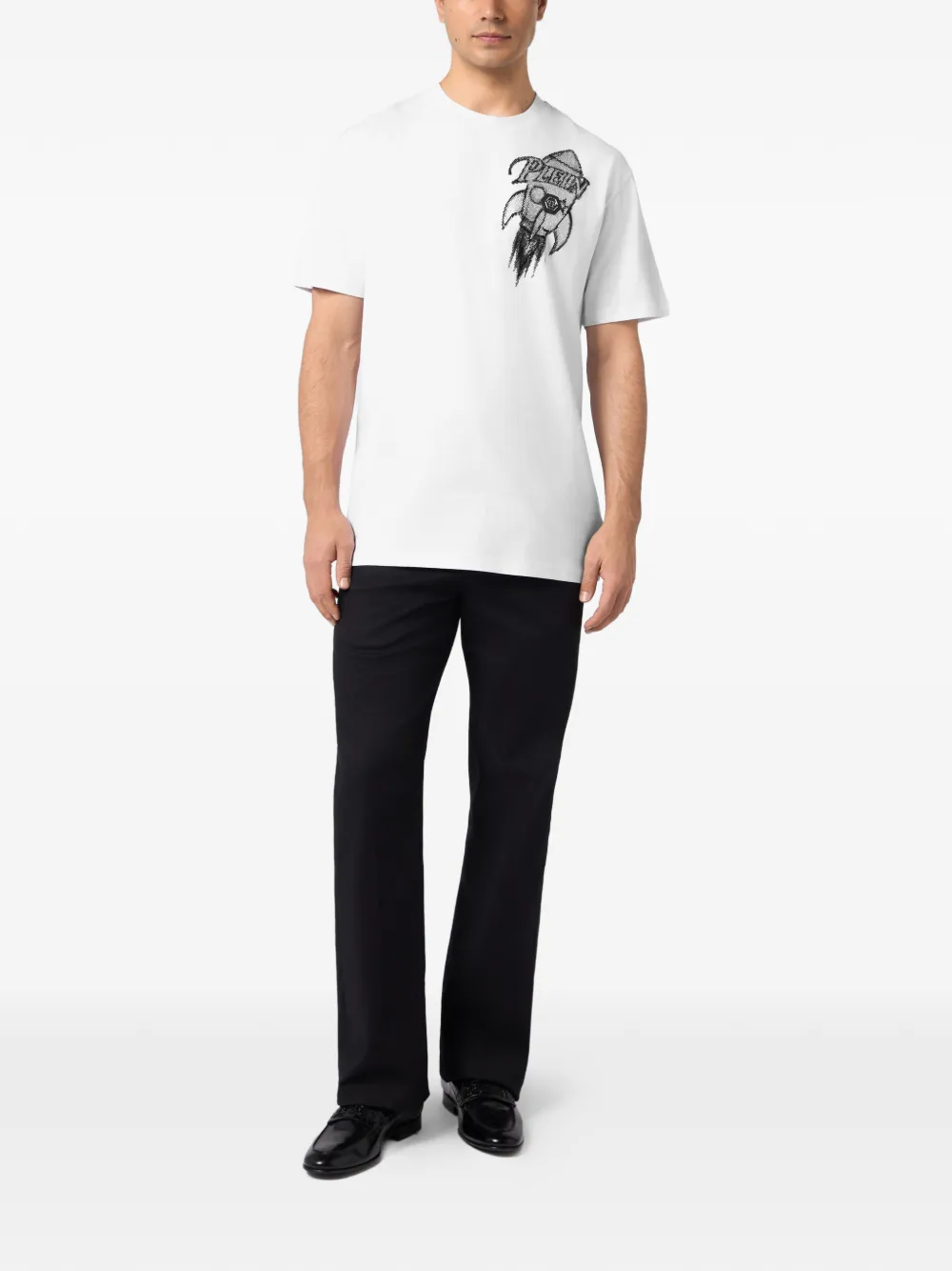 Philipp Plein Rocket T-shirt verfraaid met stras Wit